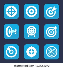 Dart icon. set of 9 filled dart icons such as a target