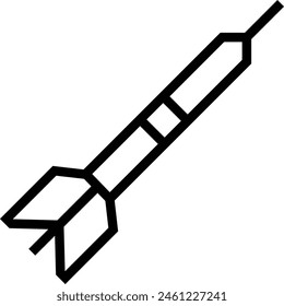 icono de dardo. Diseño de estilo lineal delgado aislado sobre fondo blanco