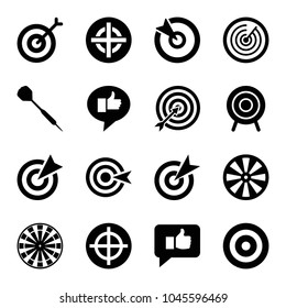 Dart icons. set of 16 editable filled dart icons such as target, dart