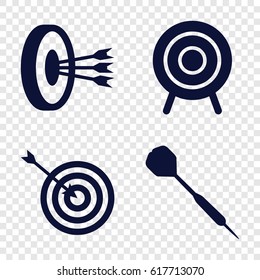Dart icons set. set of 4 dart filled icons such as target, dart