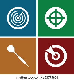 Dart icons set. set of 4 dart filled icons such as dart