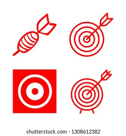 dart icons set with dart hand drawn toy, target and target dart board vector set