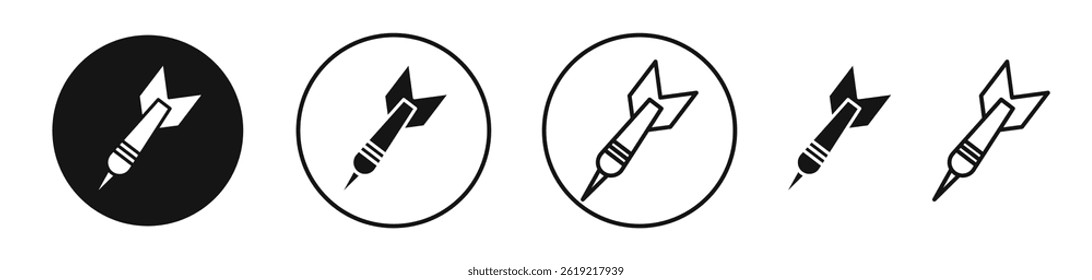 Dart icons set in solid black and stroke line style