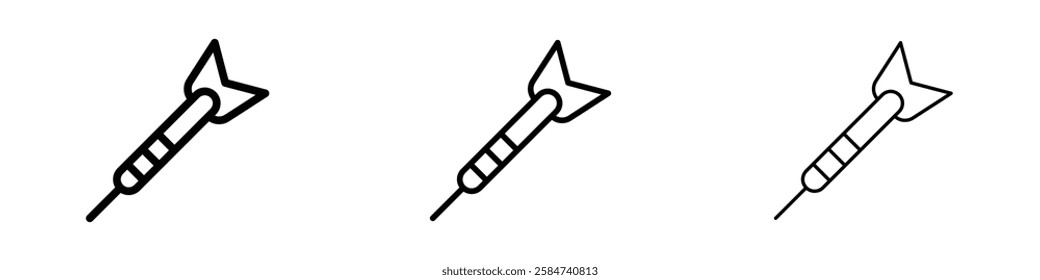 Dart icons in three different stroke lines