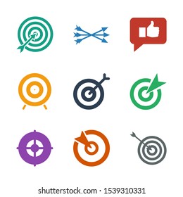 dart icons. Trendy 9 dart icons. Contain icons such as target, thumb up, arrow bow. dart icon for web and mobile.