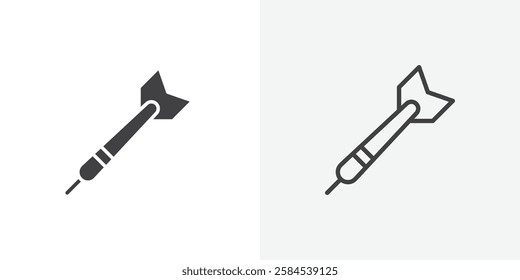 Dart icons vectors illustrations in black fill and liner versions