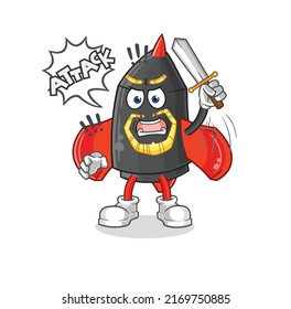 the dart knights attack with sword. cartoon mascot vector