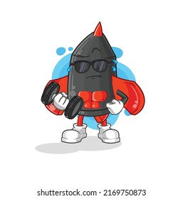 el dardo levantando el vector dumbbell. personaje de caricatura