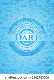 Dart light blue emblem with triangle mosaic background