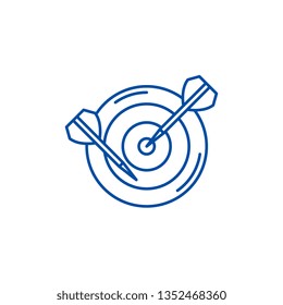 Dart line icon concept. Dart flat  vector symbol, sign, outline illustration.
