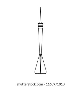 Dart line icon isolated on white background. Outline thin game symbol vector.