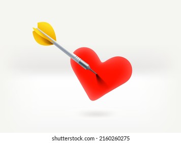 Dart on a heart. 3d vector illustration
