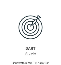Dart outline vector icon. Thin line black dart icon, flat vector simple element illustration from editable arcade concept isolated on white background