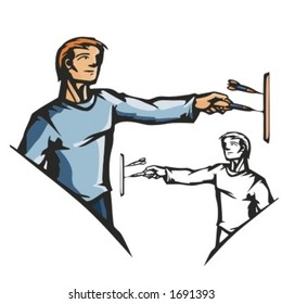 Dart player. Vector illustration