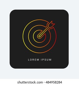 Dart Red & Orange gradient attractive line thin icon / logo design