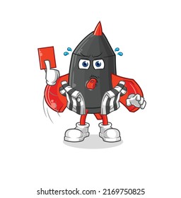 el árbitro dardo con ilustración de tarjeta roja. vector de caracteres