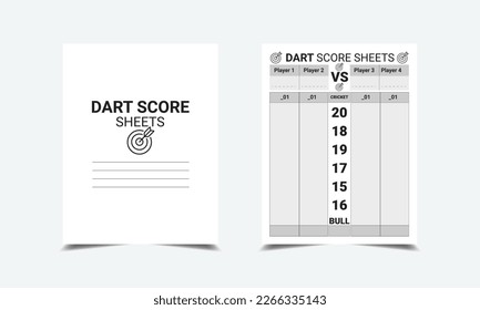 Dart Score Sheets logbook planner template design for Low content KDP interior