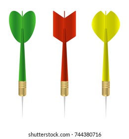 Dart set. Collection of colorful realistic darts. Vector illustration.