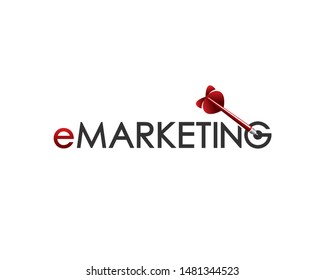 dart shooting target on emarketing wordmark 