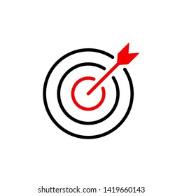 Dart sign. Target with red arrow. Vector. Isolated.