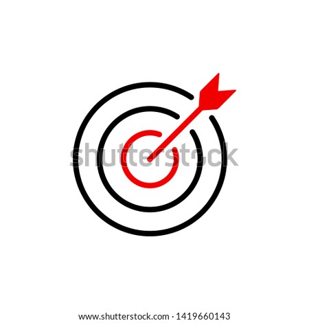Dart sign. Target with red arrow. Vector. Isolated.