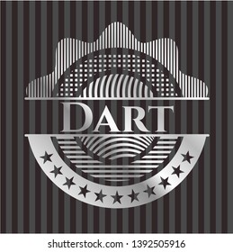Dart silvery shiny badge. Vector Illustration. Mosaic.
