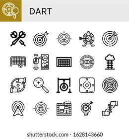 dart simple icons set. Contains such icons as Target, Darts, Goal, Focus, Darts target, Dart, Board game, can be used for web, mobile and logo