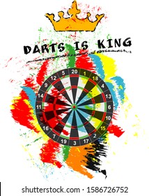 dart sport sign, symbol for the great darts event in 2020, free copy space, vector 