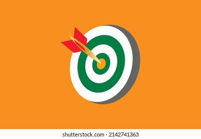dart sticking out of the center of the dartboard