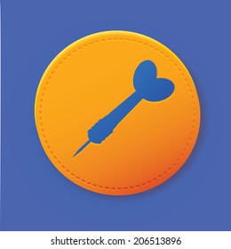 Dart symbol on yellow button,vector
