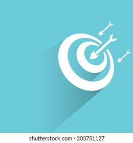 dart, target, blue background, flat and shadow theme