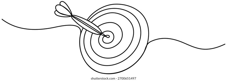 Desenho de linha contínua do círculo de destino. Ilustração vetorial isolada em branco.