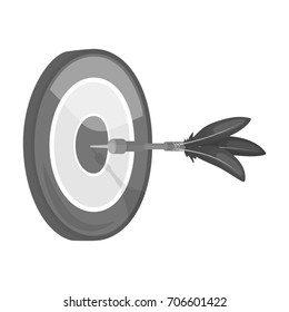 Dart and a target for darts. The game of darts single icon in monochrome style vector symbol stock illustration web.