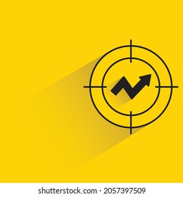 dart target and graph with shadow on yellow background