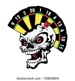 Dart target in head skull vector illustration