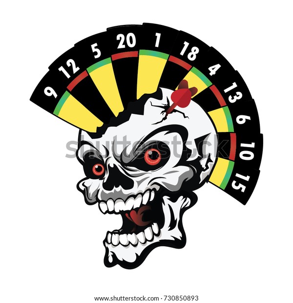 Dart Target Head Skull Vector Illustration Stock Vektorgrafik