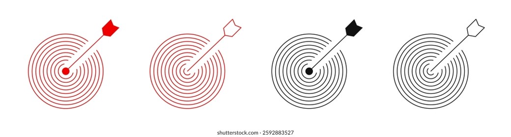 Dart target icon. Target and goal icons. Editable line vector. Bullseye, precision, accuracy, focus icon for aiming, archery, shooting