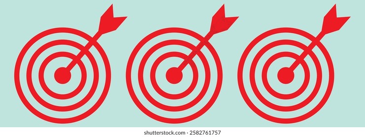 dart target icon target icon.arrow hitting in the target center of dartboard. Modern flat style isolated on white background. Goal achieve or Business success concept. web site design, logo, app, UI