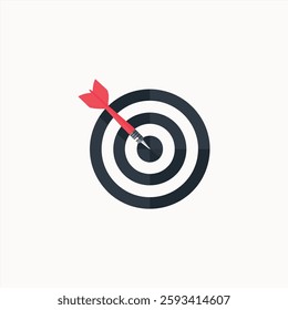 dart target icon target icon.arrow hitting in the target center of dartboard. Modern flat style isolated on white background. 