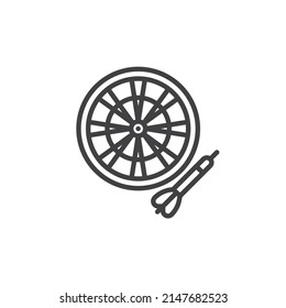 Icono de línea de destino Dart. signo de estilo lineal para concepto móvil y diseño web. Icono de vector de contorno de destino de tablero de anuncios. Símbolo, ilustración del logotipo. Gráficos vectoriales