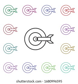 Dart, target multi color style icon. Simple thin line, outline vector of carnival and amusement icons for ui and ux, website or mobile application
