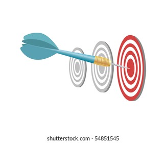 Dart and target on a white background