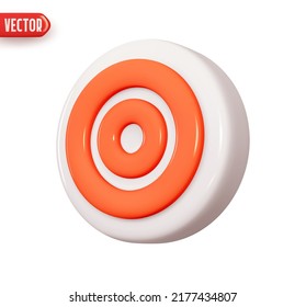 Dart target. Realistic 3d design element In plastic cartoon style. Icon isolated on white background. Vector illustration