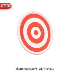 Dart target. Realistic 3d design element In plastic cartoon style. Icon isolated on white background. Vector illustration