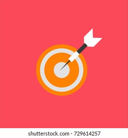 Dart with target in red background