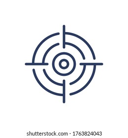 Dart target thin line icon. Goal, aim, crosshair, point isolated outline sign. Strategy, accuracy, focus concept. Vector illustration symbol element for web design and apps