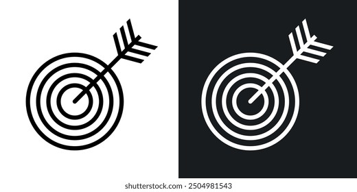 Dart vector icon set black and white filled and outlined style.