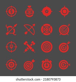 iconos web de dart. Destino y reloj de parada, símbolo de destino y destino, signos vectoriales