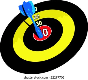 The dart which has got to the center of a target