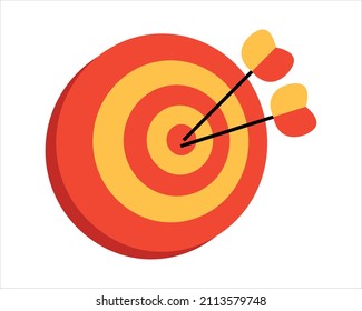 A dartboard. The arrow is in the center of the darts.